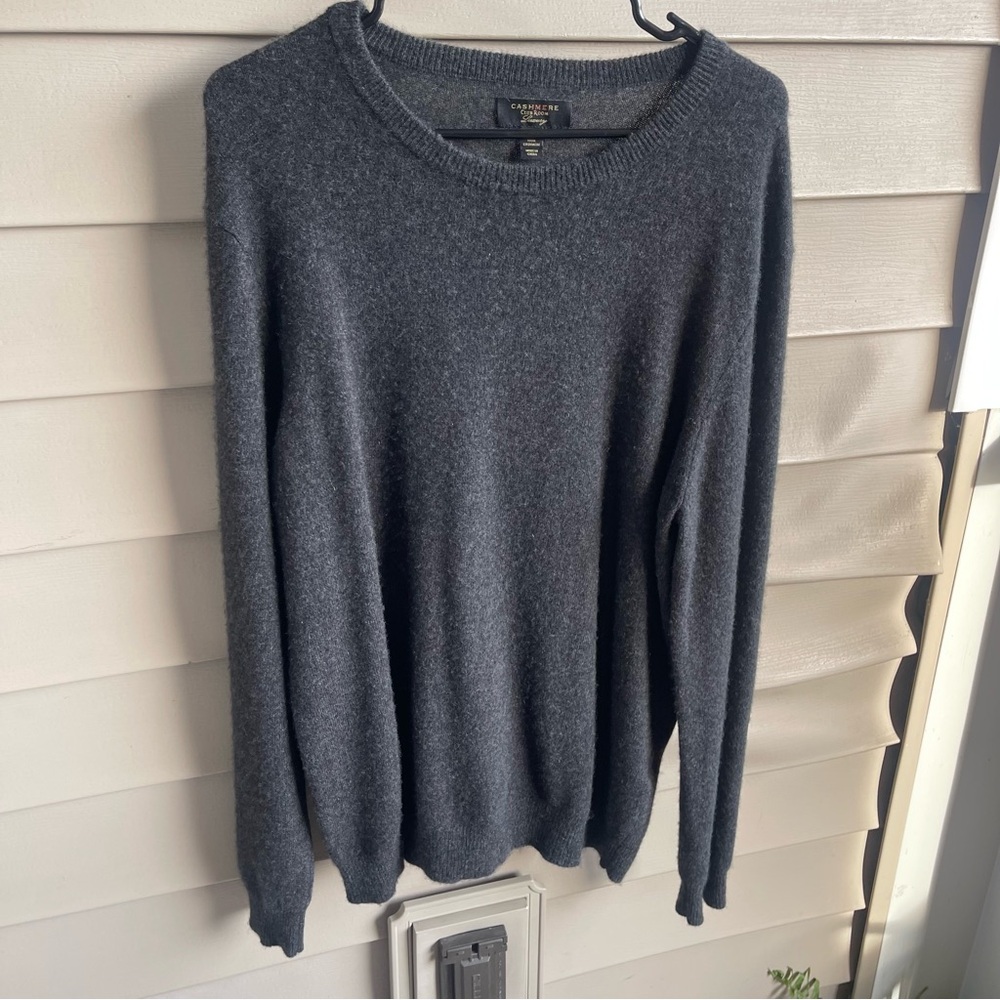 Cashmere Club Room Luxury Pullover Sweater Men’s 100% Cashmere Charcoal Grey‎ L